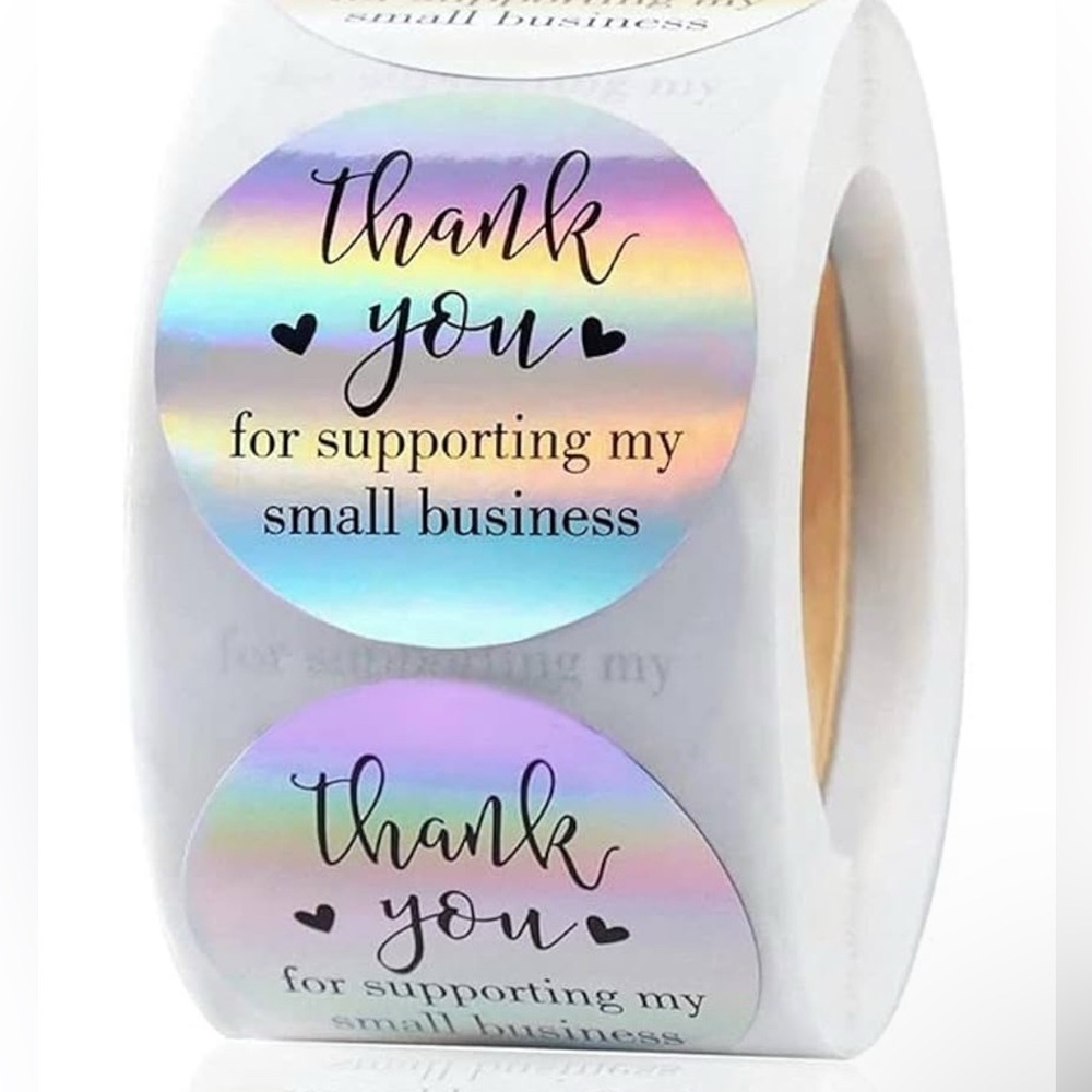 500 THANK YOU STICKERS 1 INCH SMALL BUSINESS THANKS